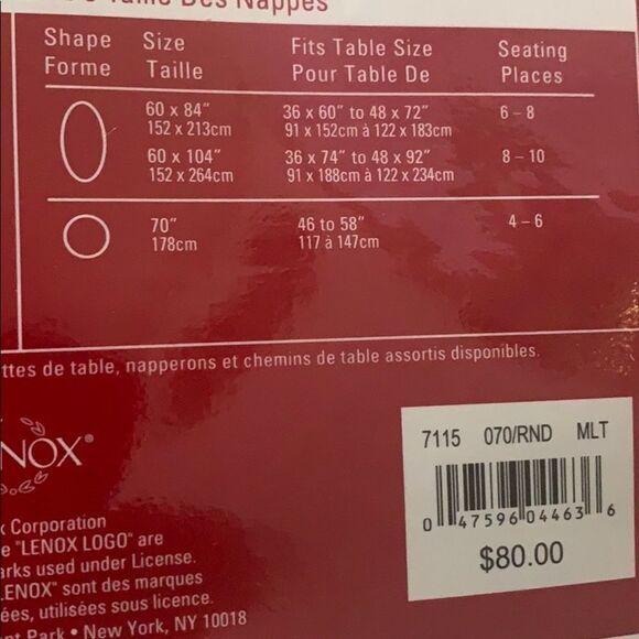 NWT LENOX HOLIDAY NOUVEAU TABLECLOTH SIZE … - Picture 7 of 7